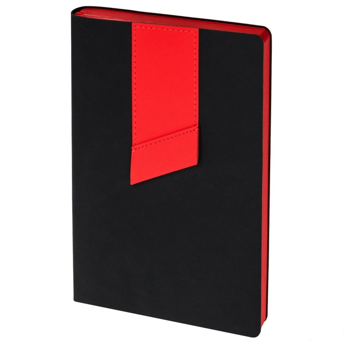 Ежедневник Bookmark, недатированный, черный с красным для нанесения логотипа