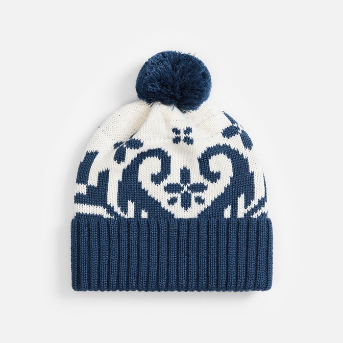 Шапка Wintertude, синяя с белым для нанесения логотипа