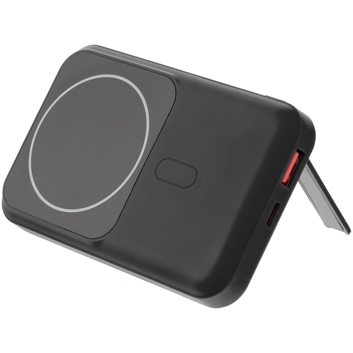 Магнитный беспроводной аккумулятор Top Force, 10 000 мАч, черный для нанесения логотипа