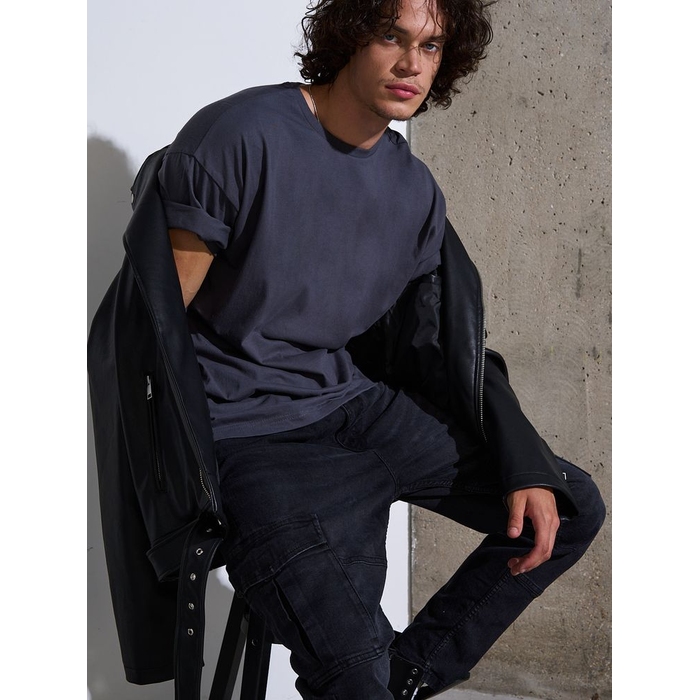 Футболка Oversize Premium, темно-серая (антрацит), размер S для нанесения логотипа