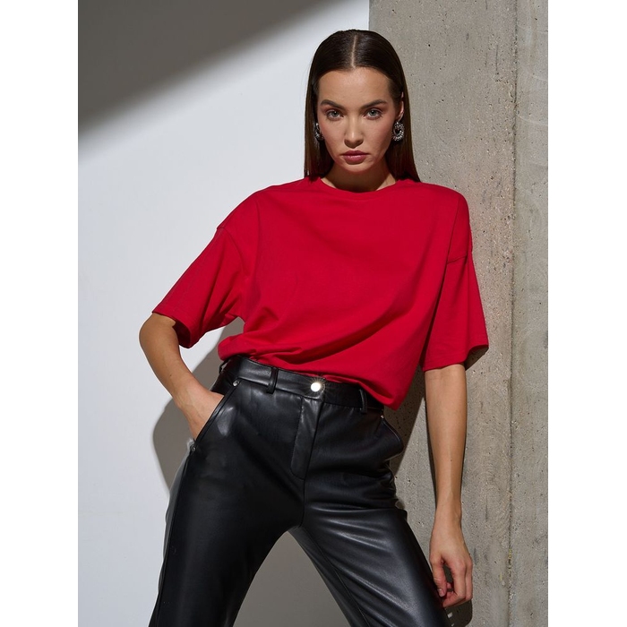 Футболка Oversize Premium, красная, размер S для нанесения логотипа