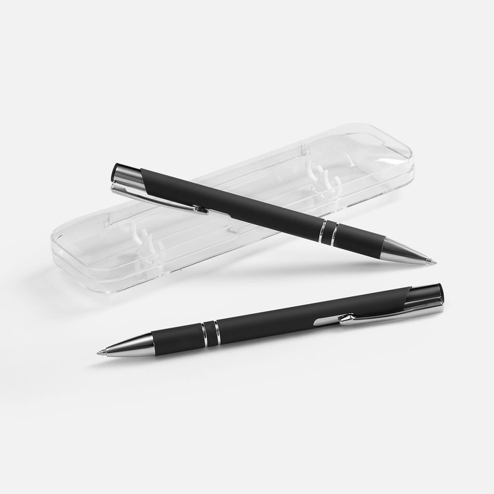 Набор из 2 ручек Keskus Soft Touch, черный для нанесения логотипа