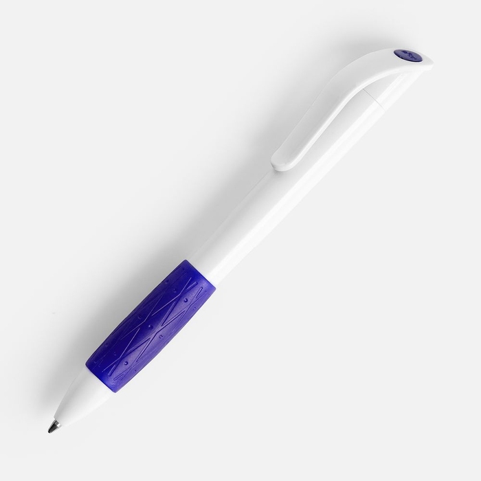 Ручка шариковая Grip, белая (молочная) с синим для нанесения логотипа
