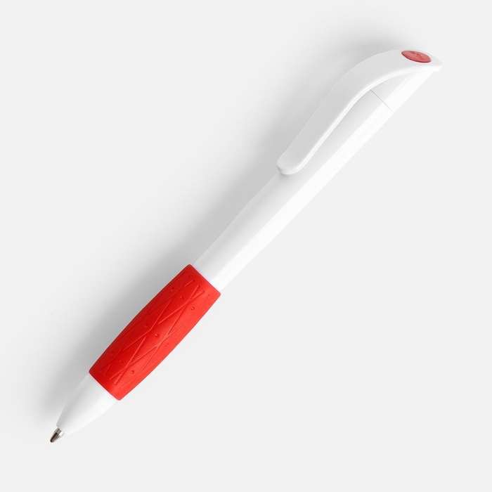 Ручка шариковая Grip, белая с красным для нанесения логотипа