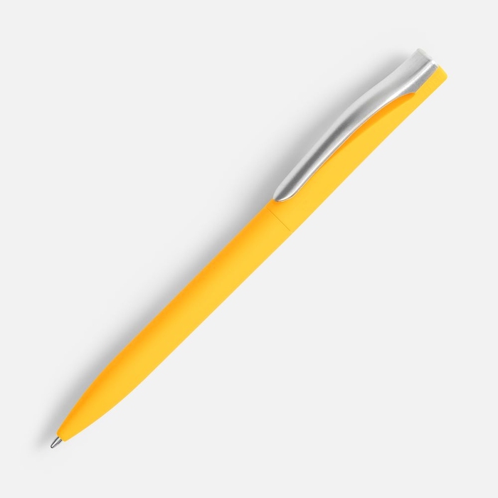 Ручка шариковая Pin Soft Touch, желтая для нанесения логотипа