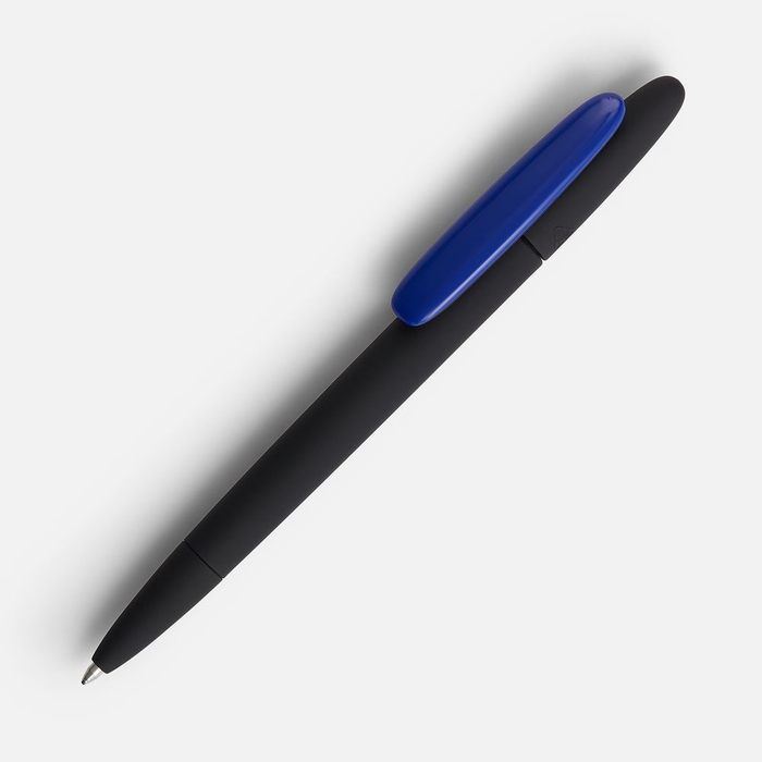 Ручка шариковая Prodir DS5 TRR-P Soft Touch, черная с синим для нанесения логотипа