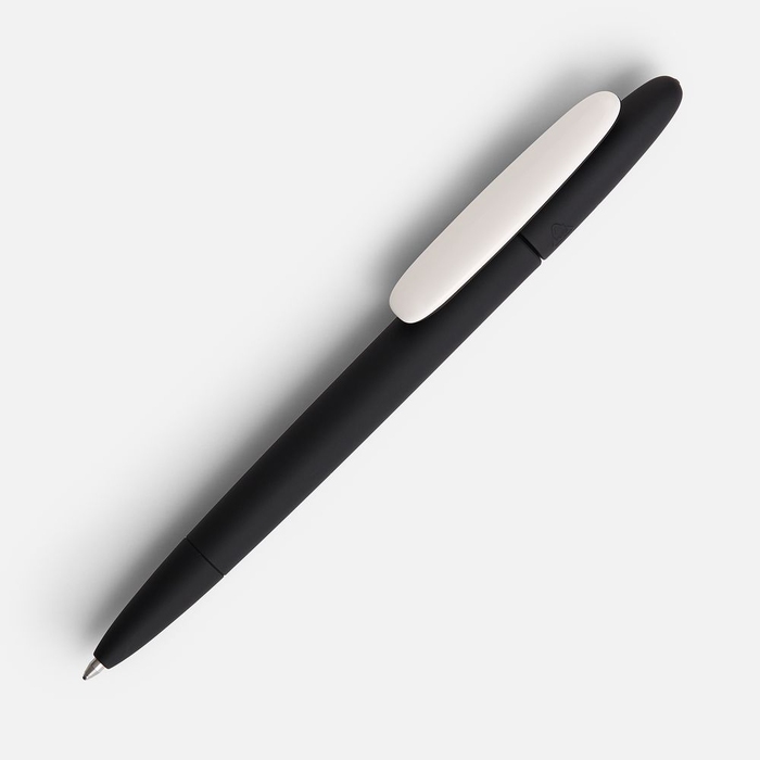 Ручка шариковая Prodir DS5 TRR-P Soft Touch, черная с белым для нанесения логотипа