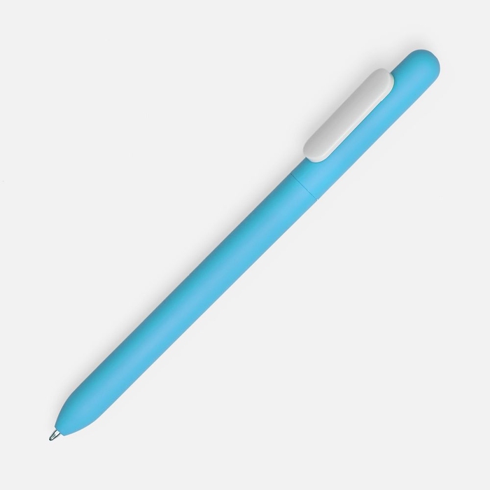 Ручка шариковая Swiper Soft Touch, голубая с белым для нанесения логотипа