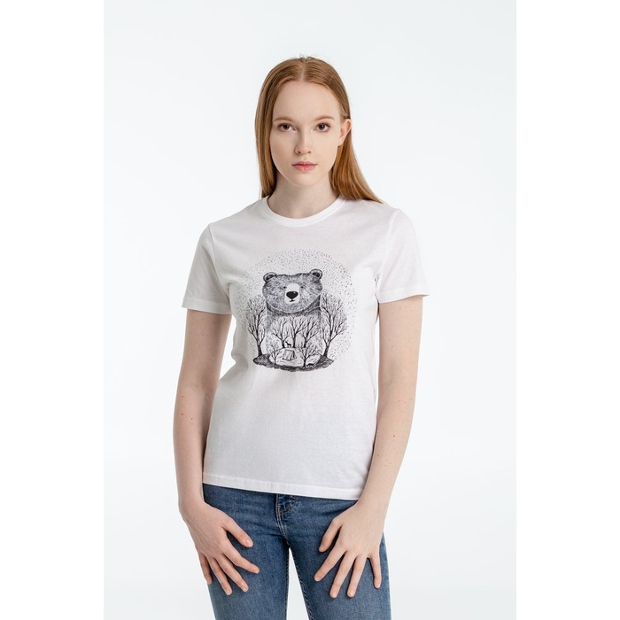 Футболка женская Bear, белая, размер S для нанесения логотипа