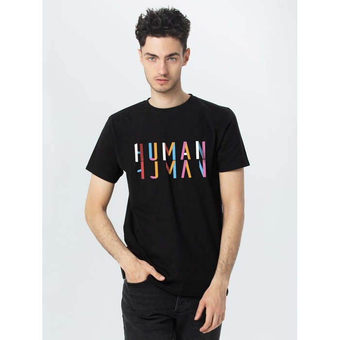 Футболка Human, черная, размер S для нанесения логотипа