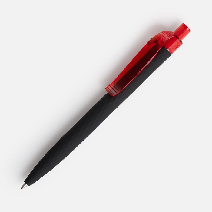 Ручка шариковая Prodir QS01 PRT-T Soft Touch, черная с красным для нанесения логотипа