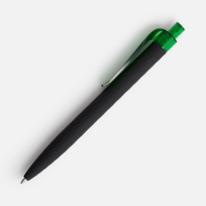 Ручка шариковая Prodir QS01 PRT-T Soft Touch, черная с зеленым для нанесения логотипа