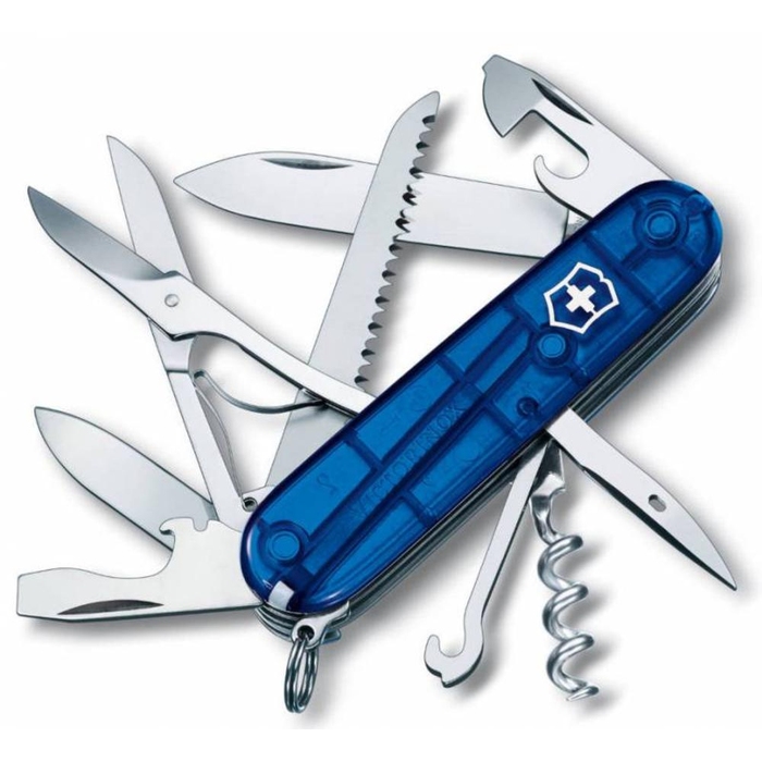Офицерский нож Huntsman 91, прозрачный синий для нанесения логотипа