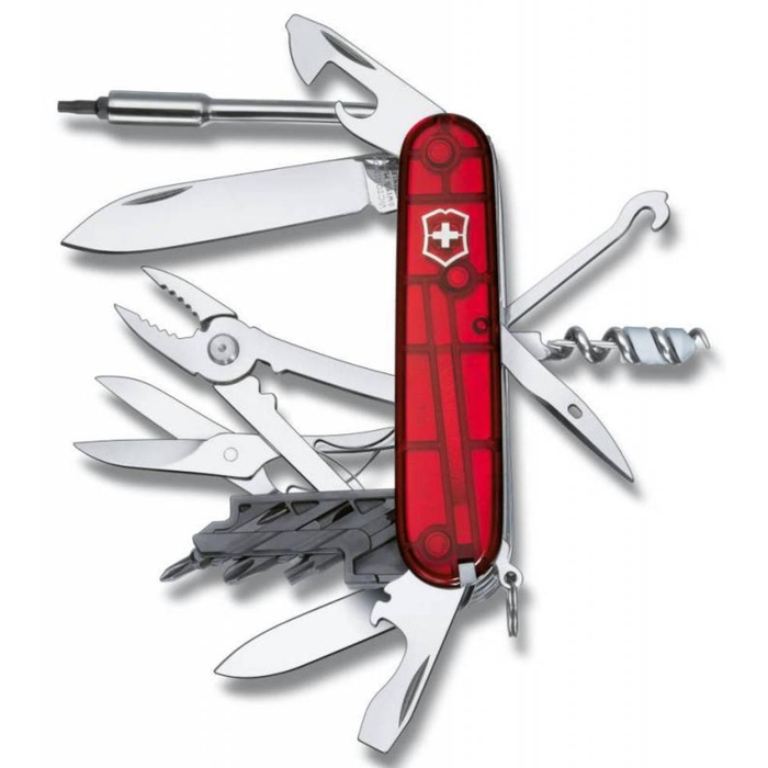 Офицерский нож CyberTool L, прозрачный красный для нанесения логотипа