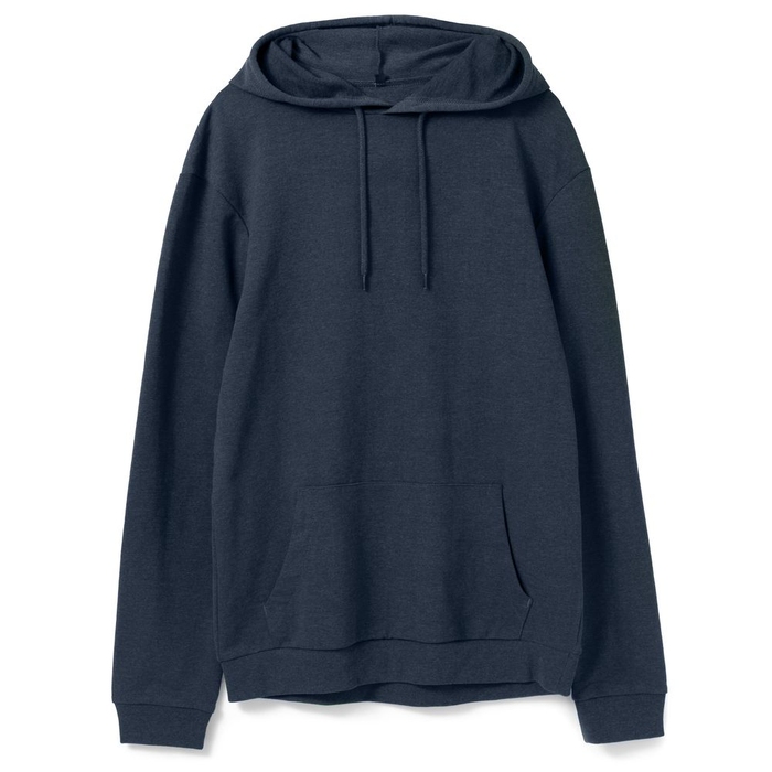 Толстовка с капюшоном унисекс Hoodie, синий меланж, размер S для нанесения логотипа
