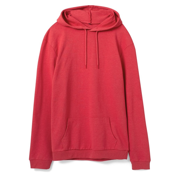 Толстовка с капюшоном унисекс Hoodie, красный меланж, размер M для нанесения логотипа
