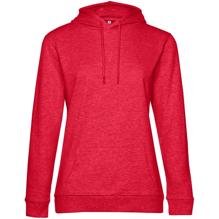 Толстовка с капюшоном женская Hoodie, красный меланж, размер L для нанесения логотипа