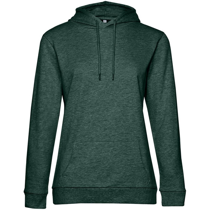 Толстовка с капюшоном женская Hoodie, темно-зеленый меланж, размер L для нанесения логотипа