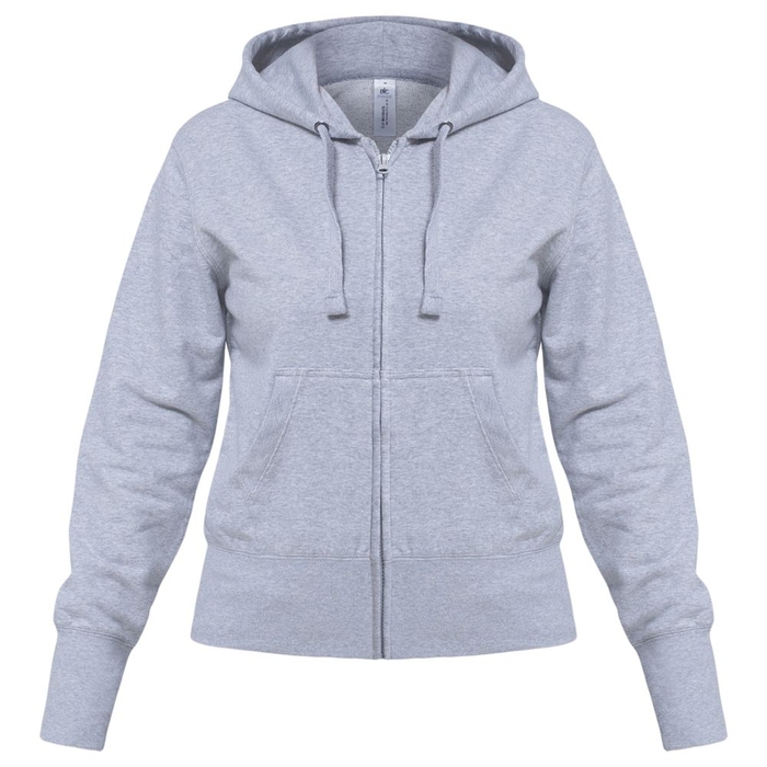 Толстовка женская Hooded Full Zip серый меланж, размер XXL для нанесения логотипа