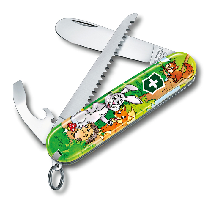 Набор для детей VICTORINOX "Кролик": перочинный нож 84 мм, шнурок на шею, книга-раскраска, зелёный для нанесения логотипа