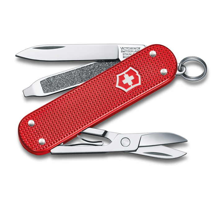 Нож-брелок VICTORINOX Classic SD Alox Colors "Sweet Berry", 58 мм, 5 функций, красный для нанесения логотипа