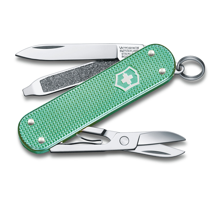 Нож-брелок VICTORINOX Classic SD Alox Colors "Minty Mint", 58 мм, 5 функций, мятный для нанесения логотипа