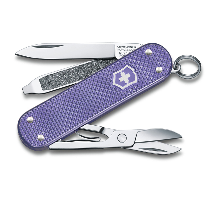 Нож-брелок VICTORINOX Classic SD Alox Colors "Electric Lavender", 58 мм, 5 функций, лавандовый для нанесения логотипа