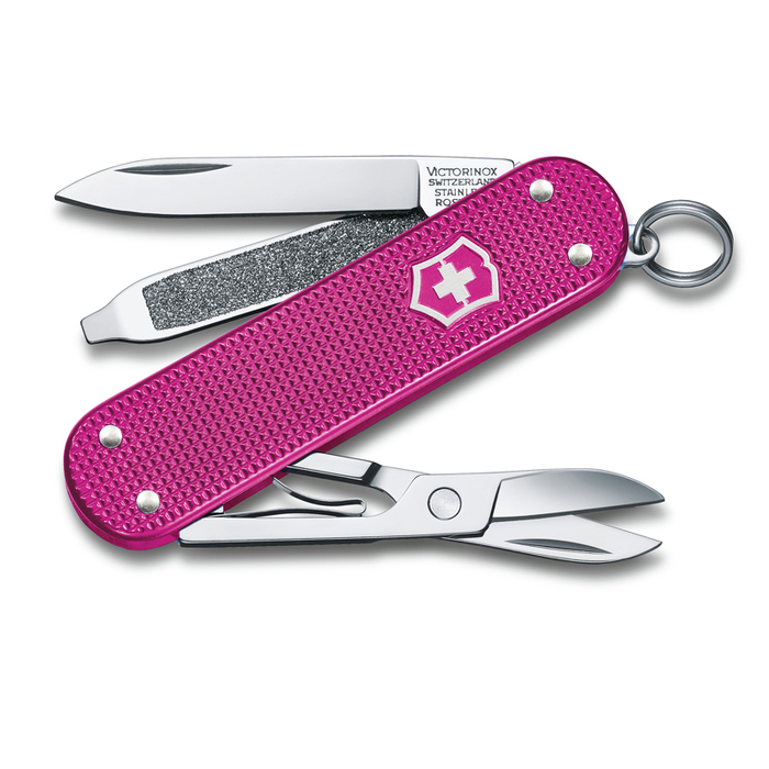 Нож-брелок VICTORINOX Classic SD Alox Colors "Flamingo Party", 58 мм, 5 функций, лиловый для нанесения логотипа