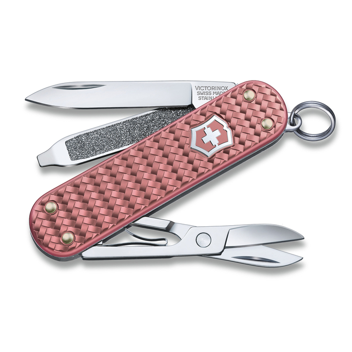 Нож-брелок VICTORINOX Classic SD Precious Alox "Gentle Rose", 58 мм, 5 функций, розовый для нанесения логотипа