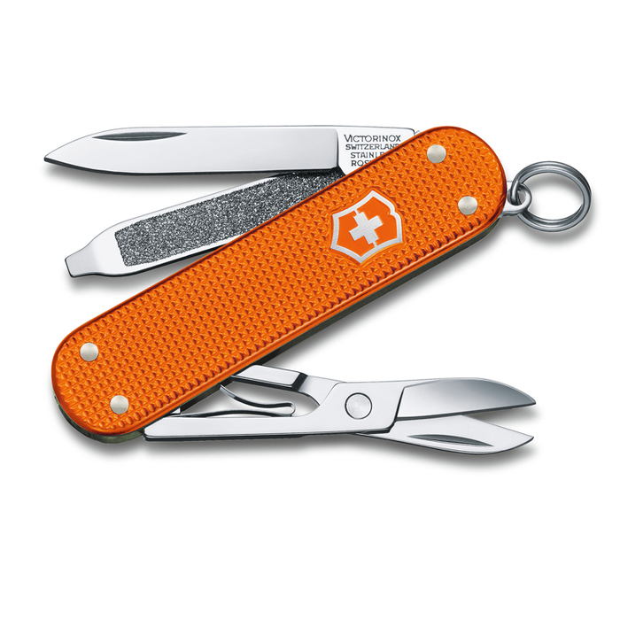 Нож-брелок VICTORINOX Classic Alox LE 2021, 58 мм, 5 функций, алюминиевая рукоять, оранжевый для нанесения логотипа
