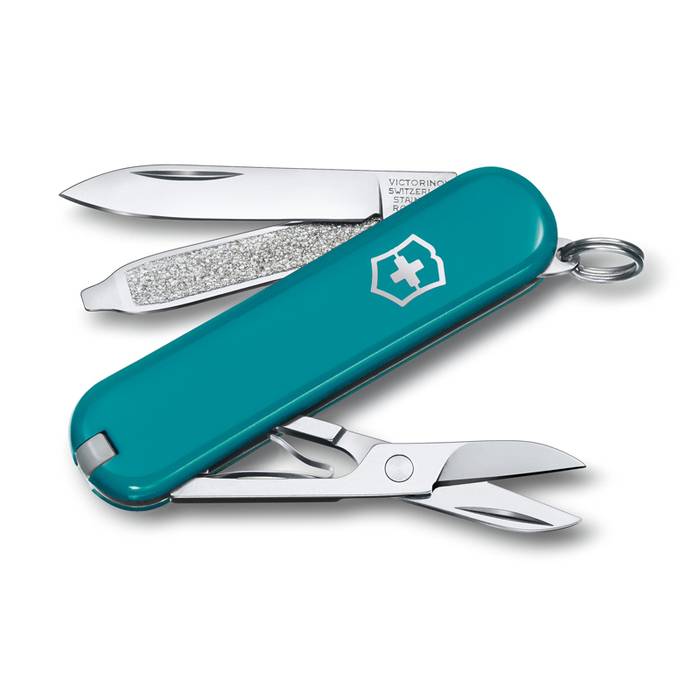 Нож-брелок VICTORINOX Classic SD Colors "Mountain Lake", 58 мм, 7 функций, тёмно-бирюзовый для нанесения логотипа