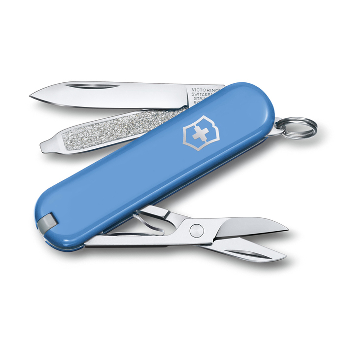 Нож-брелок VICTORINOX Classic SD Colors "Summer Rain", 58 мм, 7 функций, голубой для нанесения логотипа