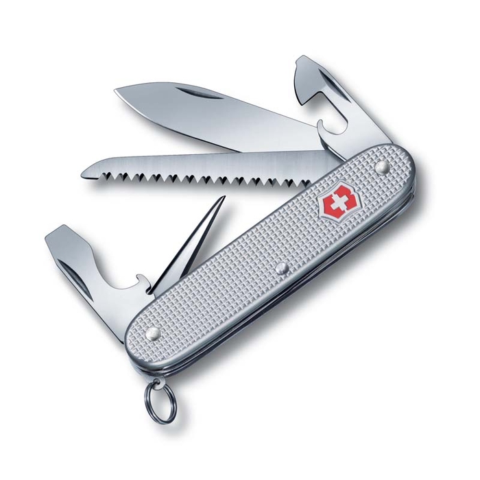 Нож перочинный VICTORINOX Farmer, 93 мм, 9 функций, алюминиевая рукоять, серебристый для нанесения логотипа