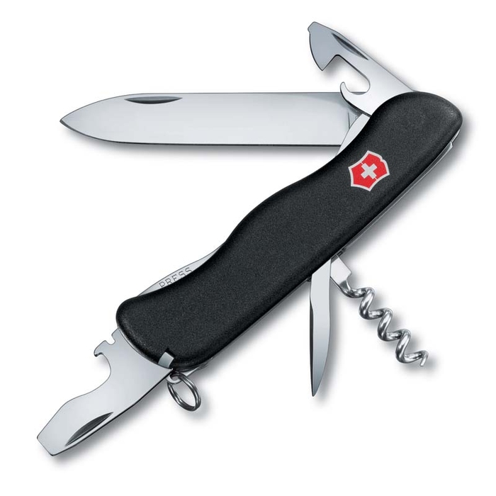 Нож перочинный VICTORINOX Picknicker, 111 мм, 11 функций, с фиксатором лезвия, чёрный для нанесения логотипа