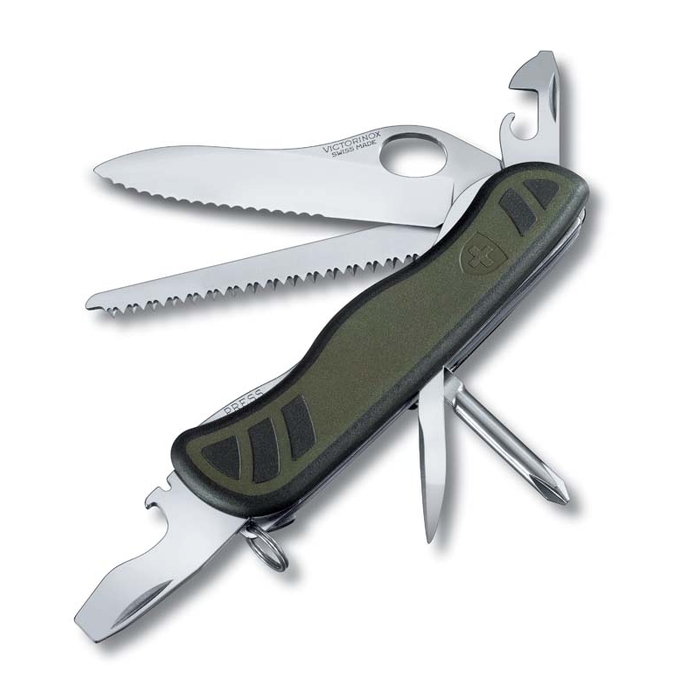 Нож перочинный VICTORINOX Swiss Soldier's Knife 08, 111 мм, 10 функций, зелёный с чёрными вставками для нанесения логотипа