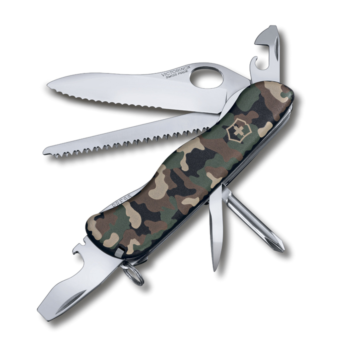 Нож перочинный VICTORINOX Trailmaster One Hand, 111 мм, 12 функций, с фиксатором лезвия, камуфляж для нанесения логотипа