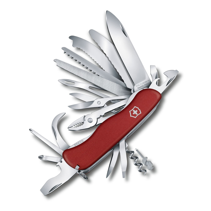 Нож перочинный VICTORINOX WorkChamp XL, 111 мм, 31 функция, с фиксатором лезвия, красный для нанесения логотипа