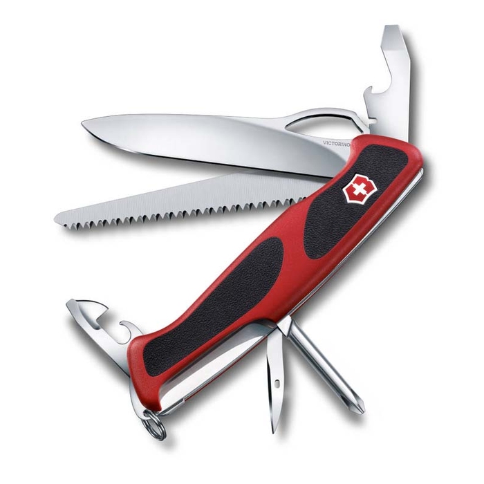 Нож перочинный VICTORINOX RangerGrip 78, 130 мм, 12 функций, с фиксатором лезвия, красный с чёрным для нанесения логотипа