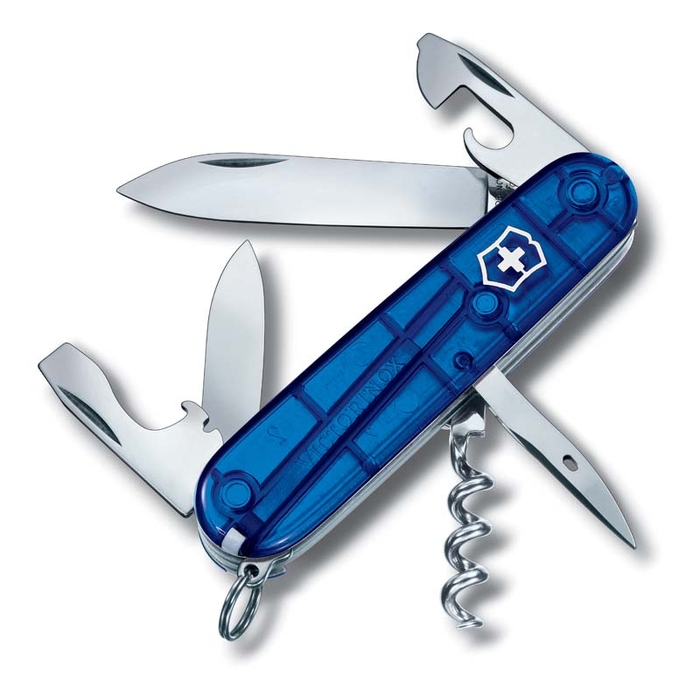 Нож перочинный VICTORINOX Spartan, 91 мм, 12 функций, полупрозрачный синий для нанесения логотипа