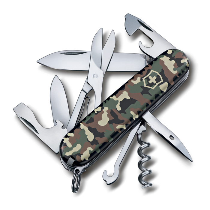 Нож перочинный VICTORINOX Climber, 91 мм, 14 функций, зелёный камуфляж для нанесения логотипа