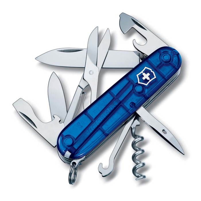 Нож перочинный VICTORINOX Climber, 91 мм, 14 функций, полупрозрачный синий для нанесения логотипа