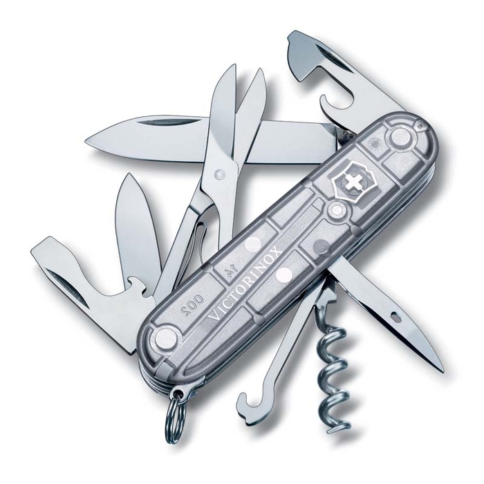 Нож перочинный VICTORINOX Climber, 91 мм, 14 функций, полупрозрачный серебристый для нанесения логотипа