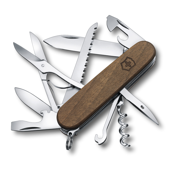 Нож перочинный VICTORINOX Huntsman, 91 мм, 13 функций, рукоять из орехового дерева для нанесения логотипа