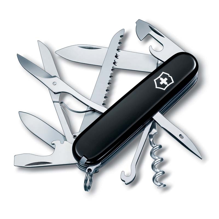 Нож перочинный VICTORINOX Huntsman, 91 мм, 15 функций, чёрный для нанесения логотипа