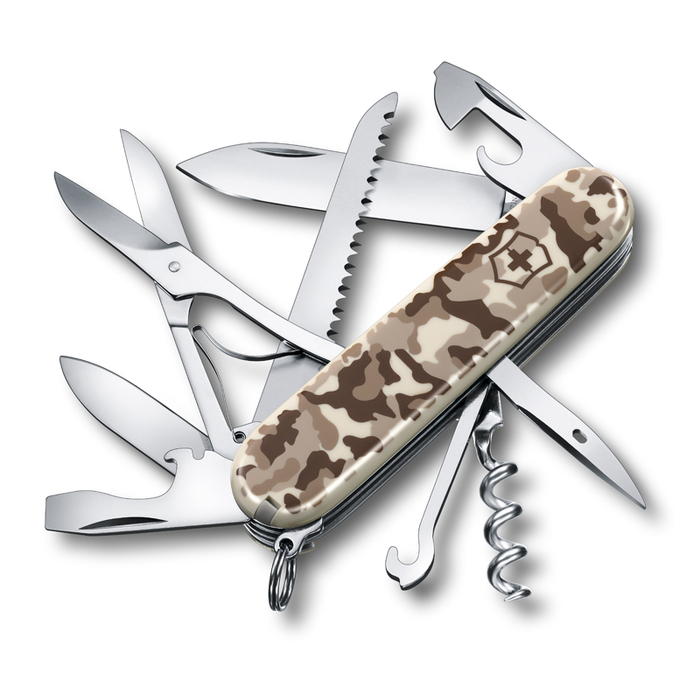Нож перочинный VICTORINOX Huntsman Desert Camouflage, 91 мм, 15 функций, бежевый камуфляж для нанесения логотипа