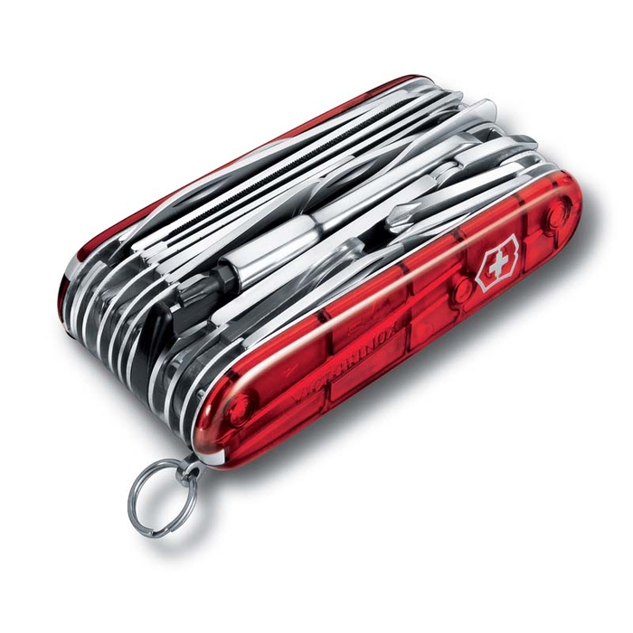 Нож перочинный VICTORINOX Swiss Champ XLT, 91 мм, 49 функций, полупрозрачный красный для нанесения логотипа