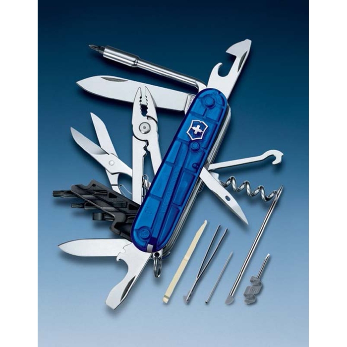Нож перочинный VICTORINOX CyberTool M, 91 мм, 32 функции, полупрозрачный синий для нанесения логотипа