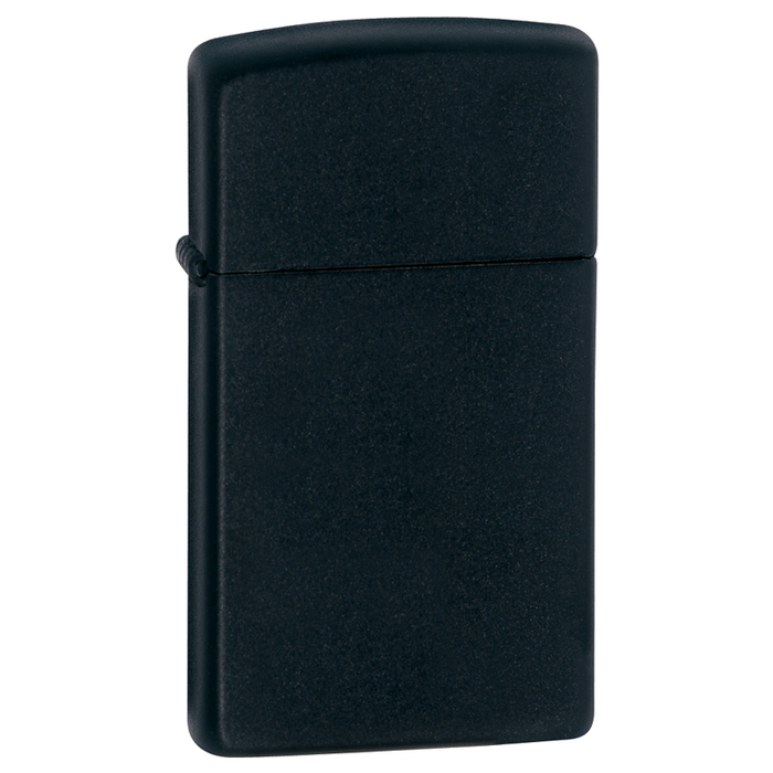 Зажигалка ZIPPO узкая с черным матовым покрытием | Slim® Black Matte, латунь/сталь, чёрная, матовая, 29x10x60 мм для нанесения логотипа