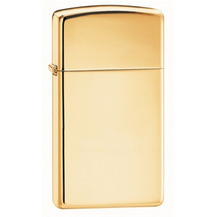 Зажигалка ZIPPO узкая с покрытием глянцевая латунь | Slim® High Polish Brass, латунь/сталь, золотистая, 29x10x60 мм для нанесения логотипа