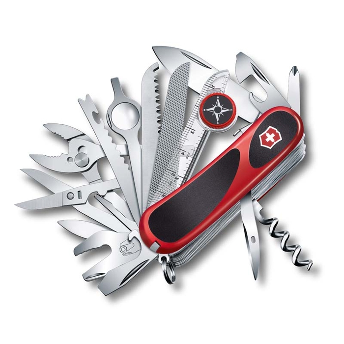 Нож перочинный VICTORINOX EvoGrip S54, 85 мм, 32 функции, с фиксатором лезвия, красный/чёрный для нанесения логотипа